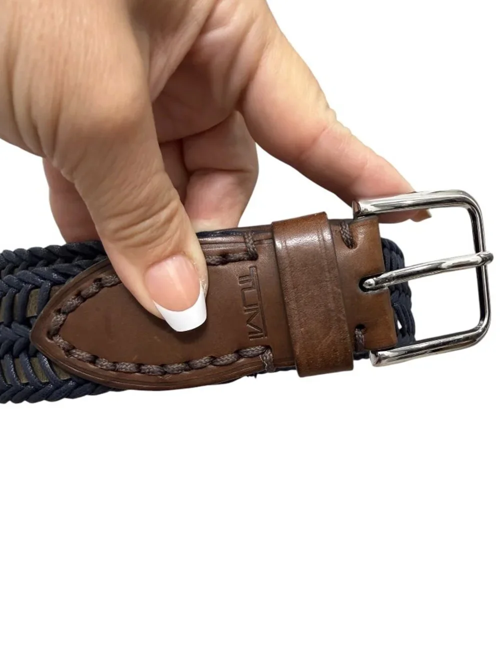 TUMI Leather Cord Woven Braided Men's Belt Size 38/95 Discontinued Style 15316